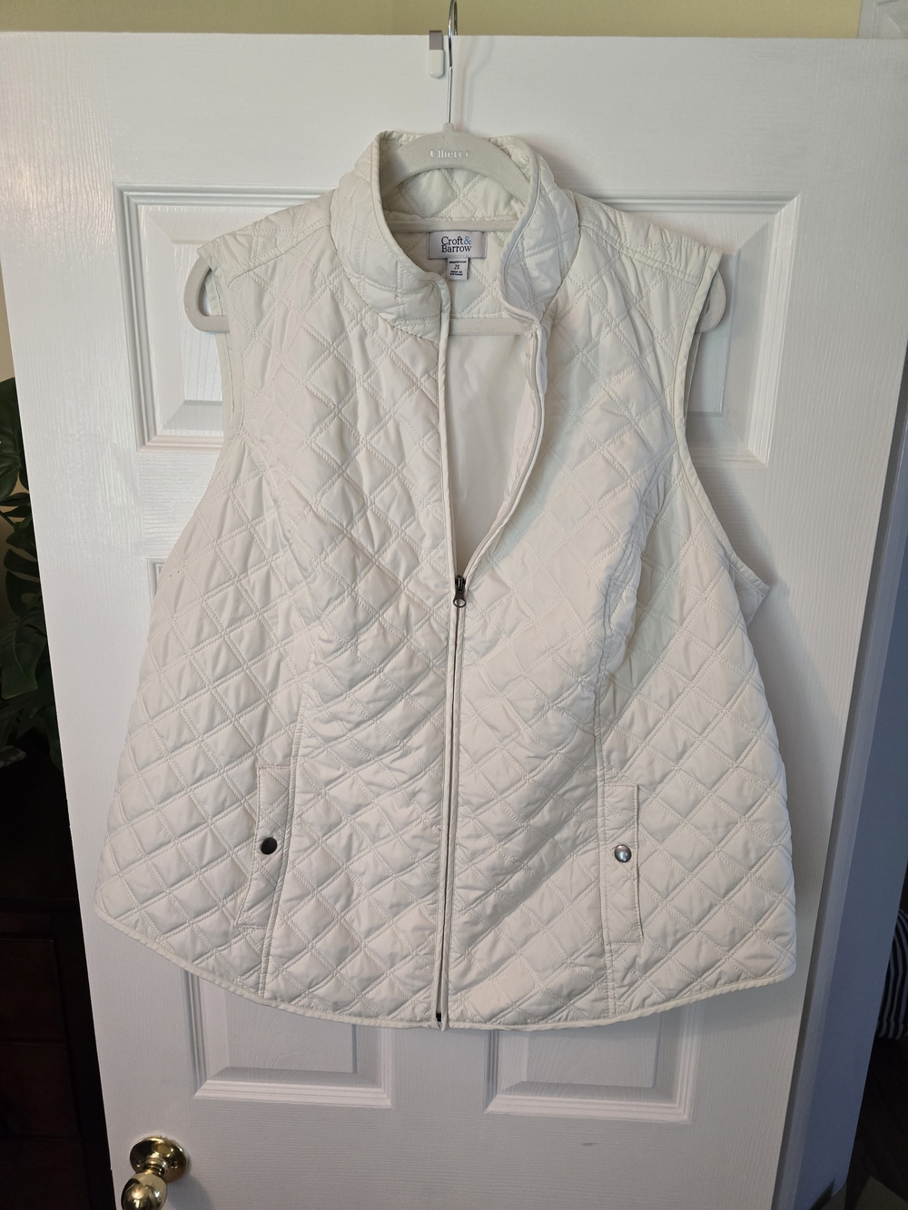 croft & barrow Ivory Quilted Sleeveless Vest